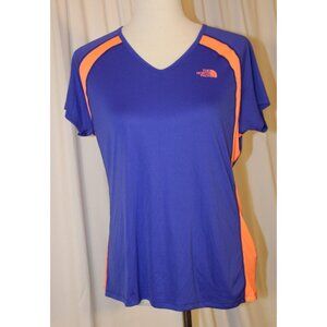 NWT North Face Women’s LARGE Short Sleeve Reflex V-Neck T-Shirt RUNNING Blue